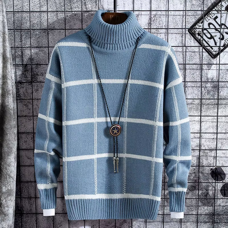 Christmas Sweater Men Clothes 2020 Winter Thick Warm Mens Plaid Sweaters Fashion Classic Turtleneck Men Pullover Warm Pull Homme