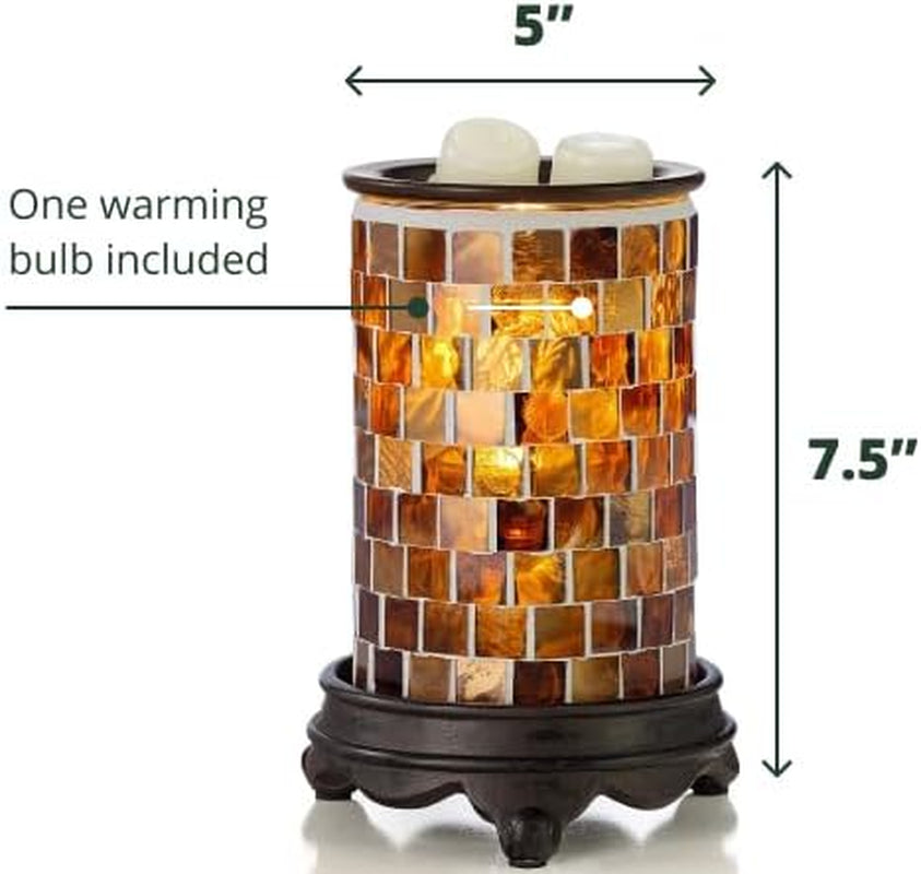 Wall Plug-In Wax Warmer - Mosaic Glass Radiant Sienna Electric Fragrance Candle Warmer and Night Light - for Scented Wax, Essential Oils, Candle Wax Melt Warmer, Tarts - Wax Melter