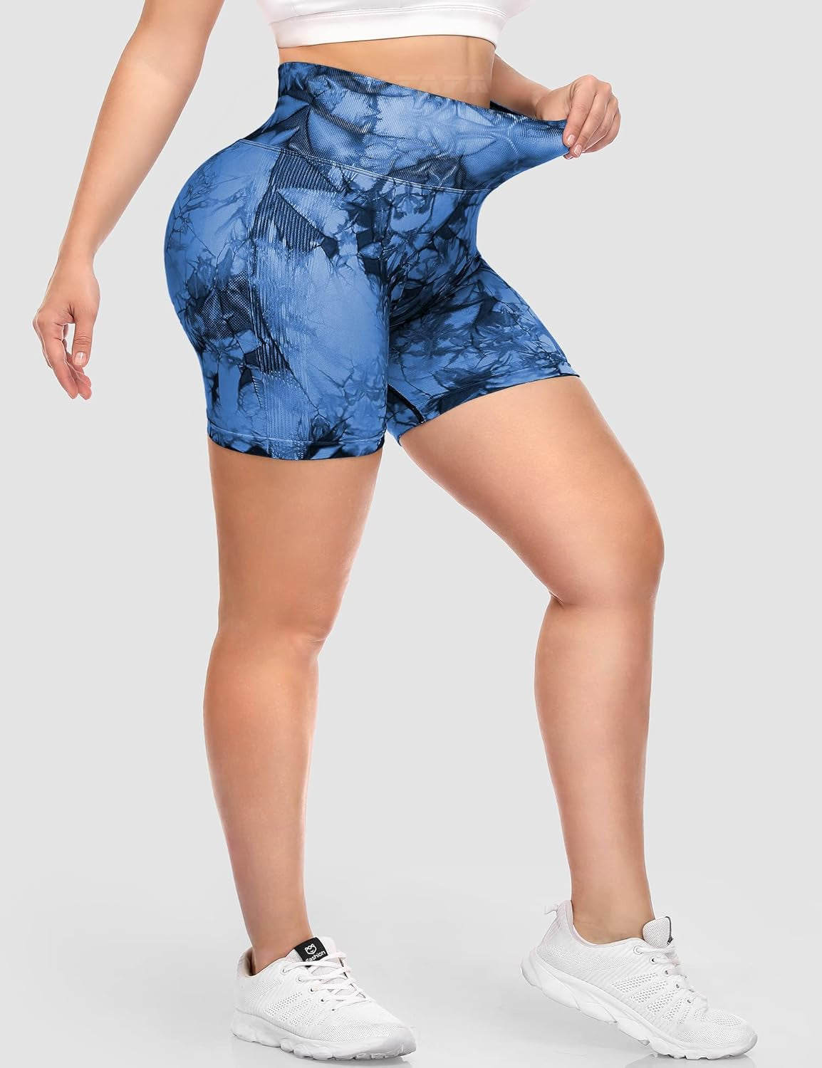 Women Workout Scrunch Shorts 5" Seamless High Waisted Booty Gym Shorts Tie Dye Butt Lifting Biker Gym Shorts