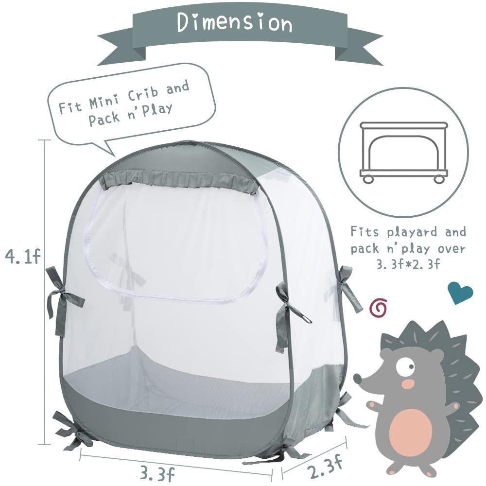 Baby Pack N Play Tent, Safety Tent to Keep Baby from Climbing Out, Baby Crib Canopy for Pack N Play, Mini Cribs & Playpens, Pop up Design & See-Through Mesh