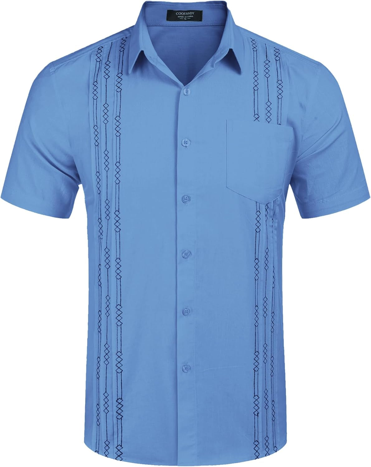 Mens Cotton Linen Cuban Guayabera Shirt Casual Short Sleeve Button down Shirts Summer Beach Tops