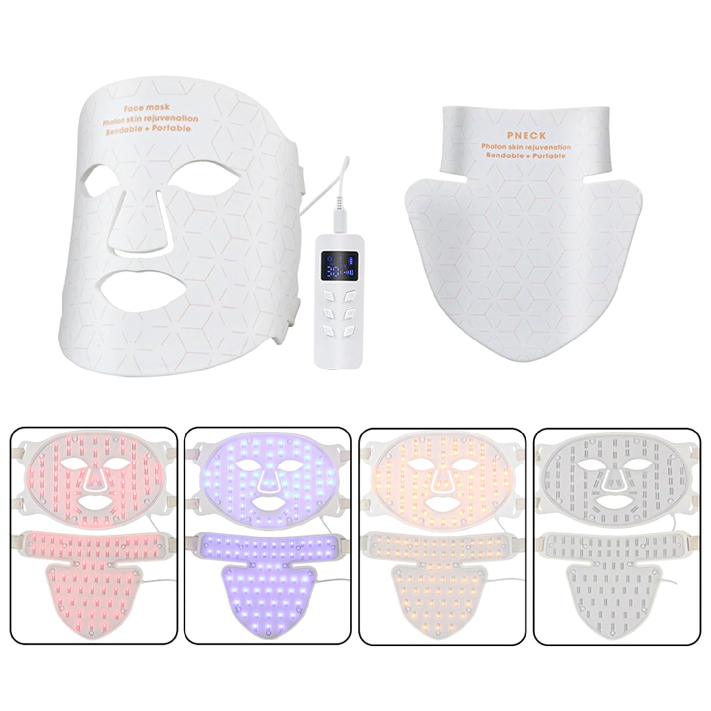 LED Spectrum Mask Neck Beautifying Light Face Mask Instrument Home Convenient Photon Rejuvenatingk Facial Mask Beautify Skin Deeply Smoothes Fine Wrinkles ETD255