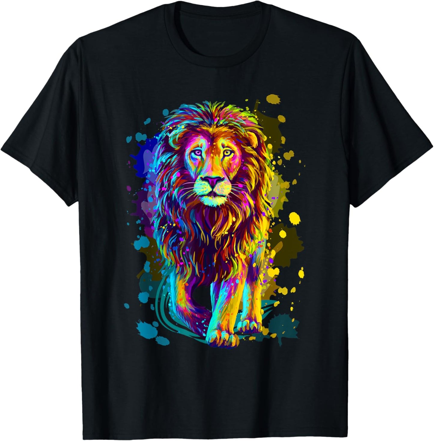 Cool Colorful Wild Lion Stylish T Shirt, Lion Graphic Design T-Shirt