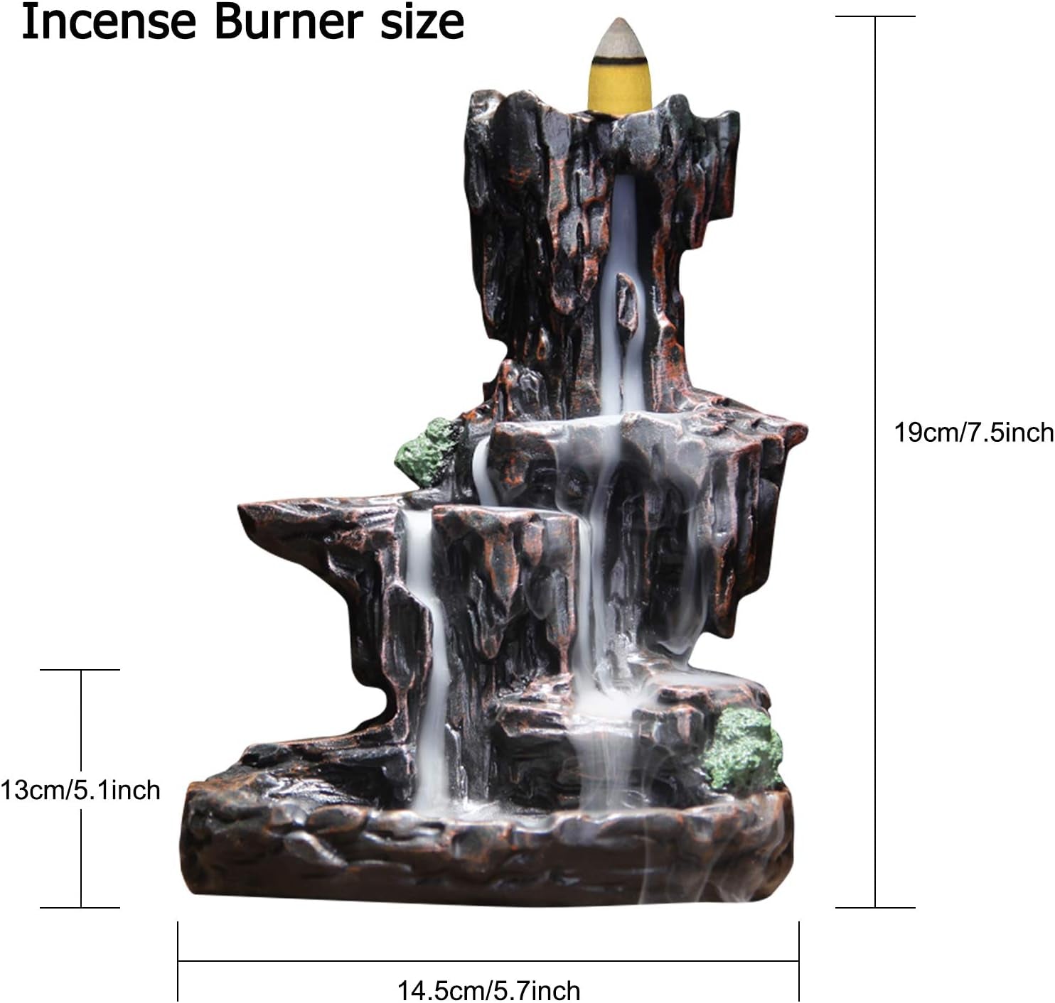 Backflow Incense Burner Waterfall Incense Mountain River Handicraft Incense Holder with 50 Incens + 30 Incense Sticks + Gift Box for Home Decor Aromatherapy Ornament