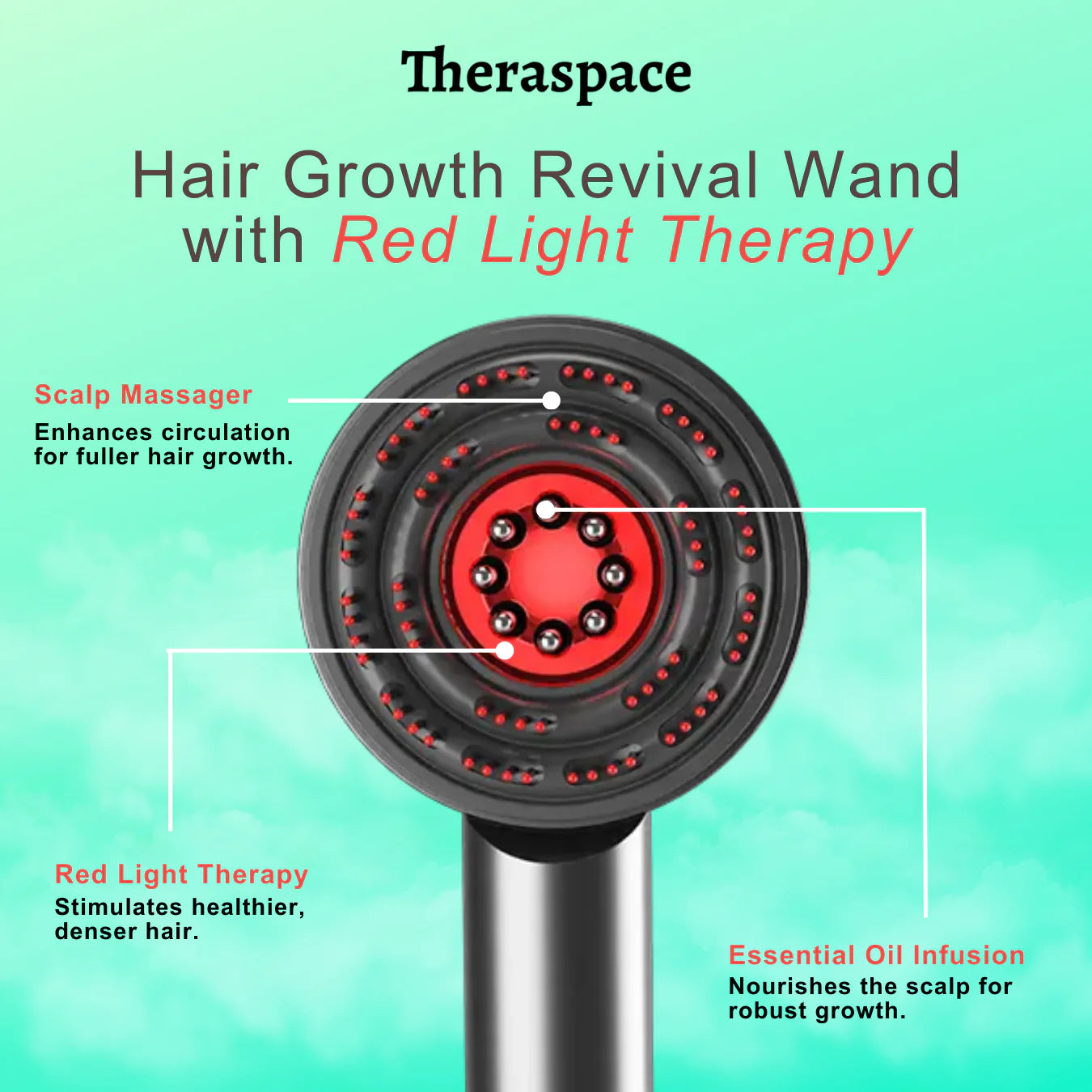 Hair Growth Revival Wand with Red Light Therapy