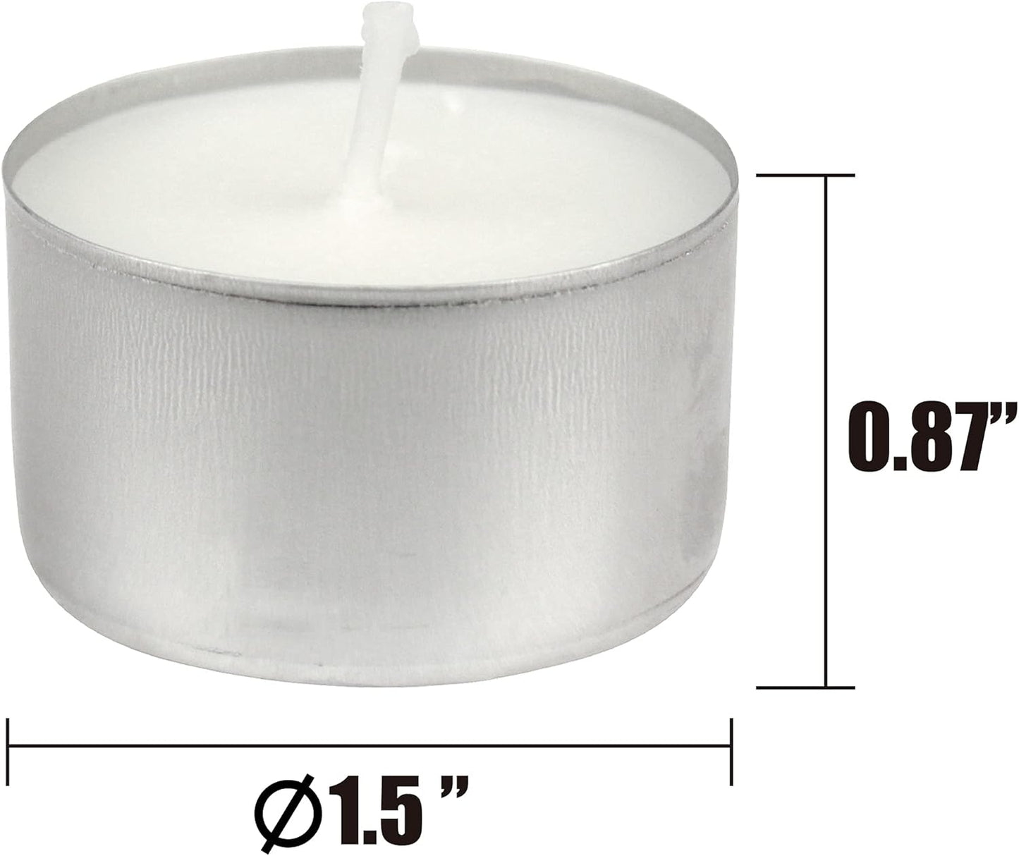 White Unscented Smokeless Long Burning Tea Light Candles with 8 Hour Burn Time, 200 Count