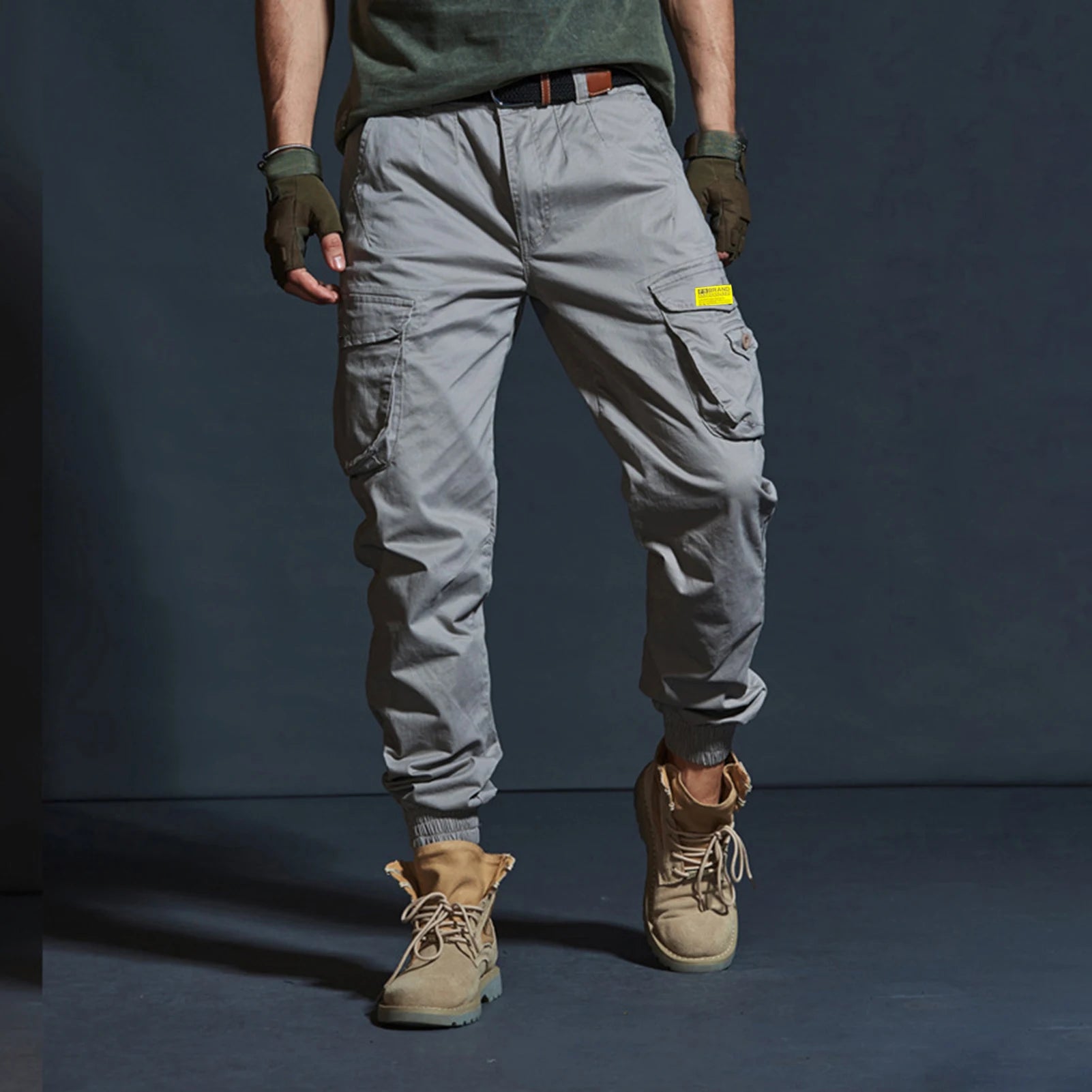 Men'S Cargo Pants Bottoms Popular Multi Pockets Loose-Fitting Ankle Tied Trousers Pants Streetwear Zipper Jogger Pants Outwear