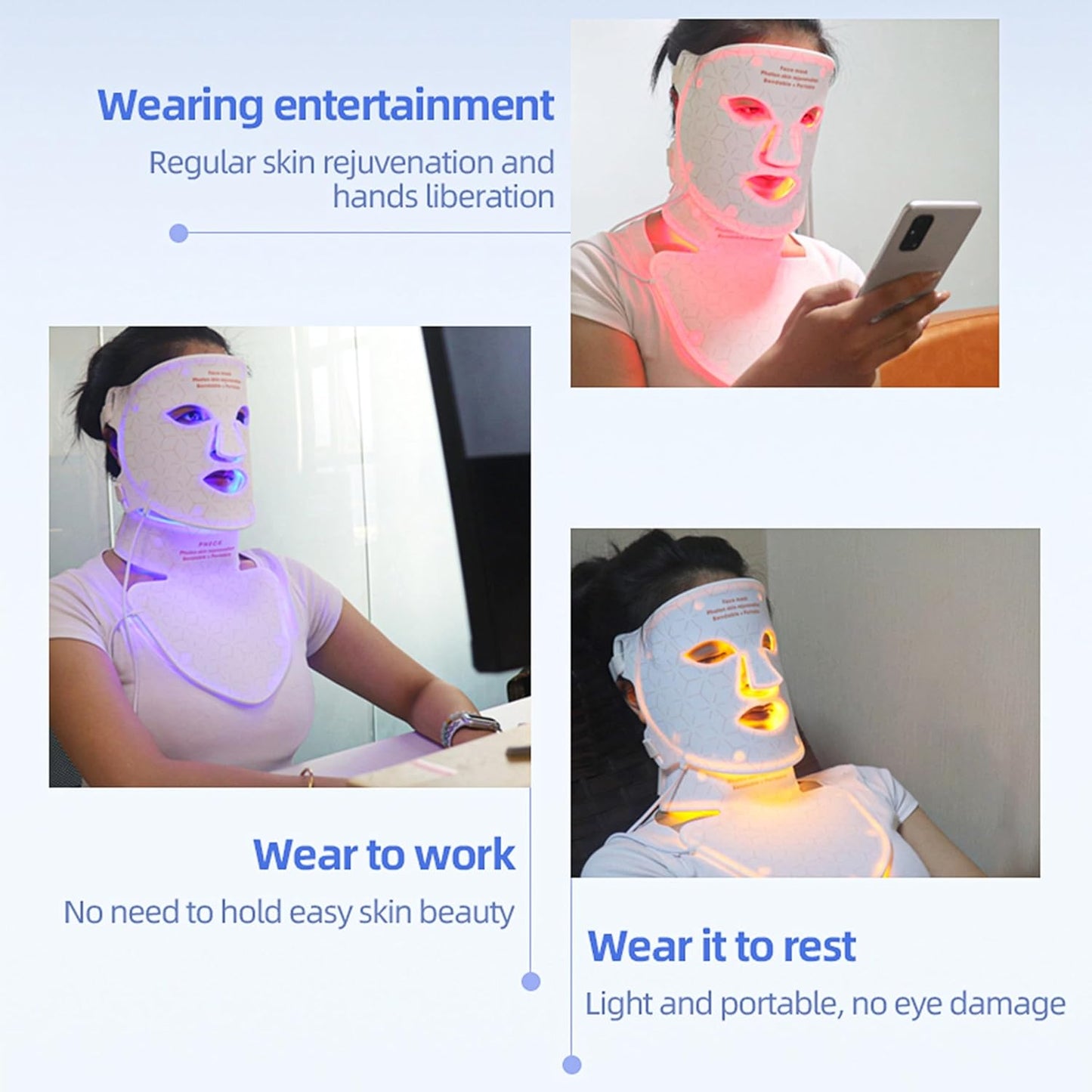 LED Spectrum Mask Neck Beautifying Light Face Mask Instrument Home Convenient Photon Rejuvenatingk Facial Mask Beautify Skin Deeply Smoothes Fine Wrinkles ETD255