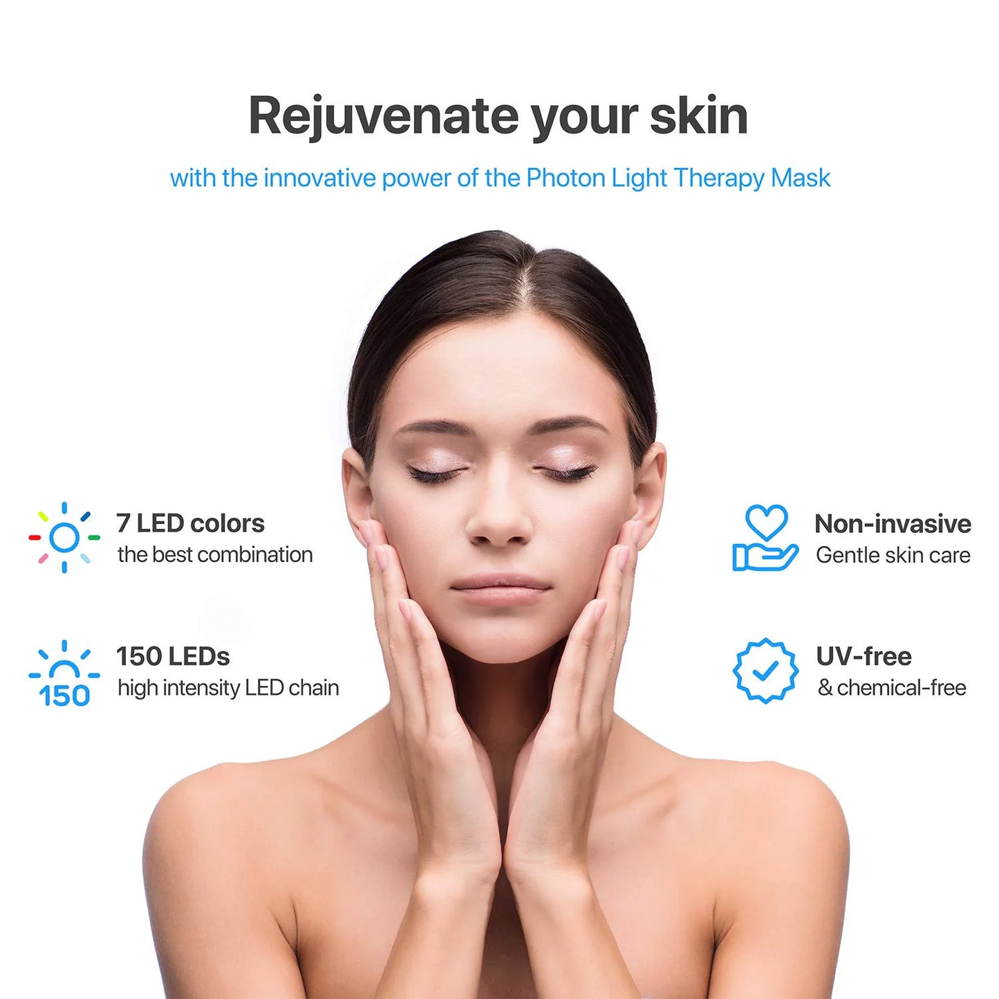 LED Light Therapy Luma Mask, 7 Advanced Lights Therapy, Timer, Remote Control, Anti-Aging, All Skin Types