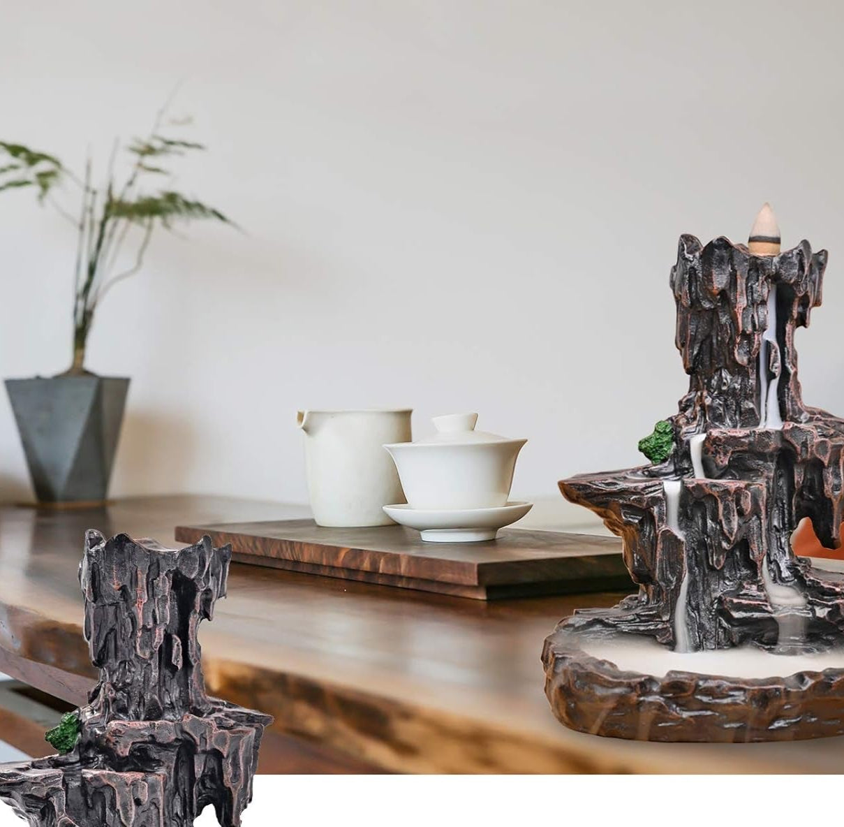 Backflow Incense Burner Waterfall Incense Mountain River Handicraft Incense Holder with 50 Incens + 30 Incense Sticks + Gift Box for Home Decor Aromatherapy Ornament