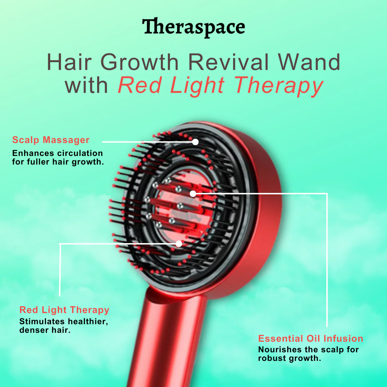 Hair Growth Revival Wand with Red Light Therapy