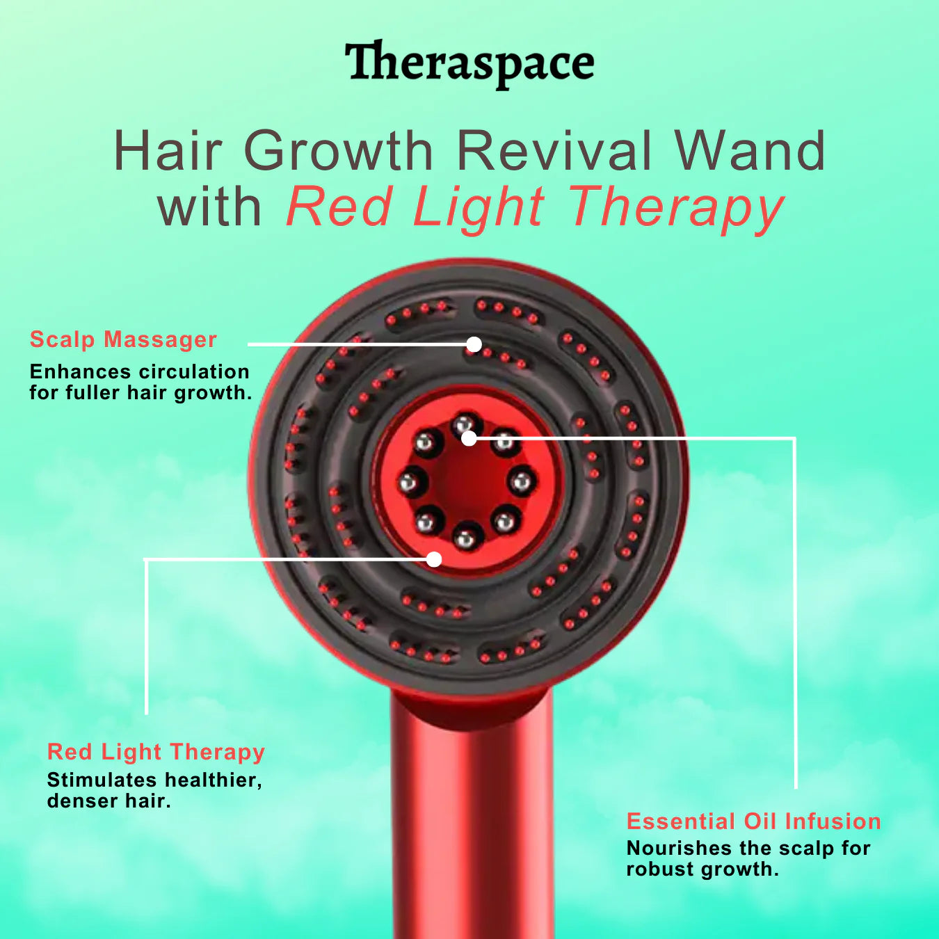 Hair Growth Revival Wand with Red Light Therapy