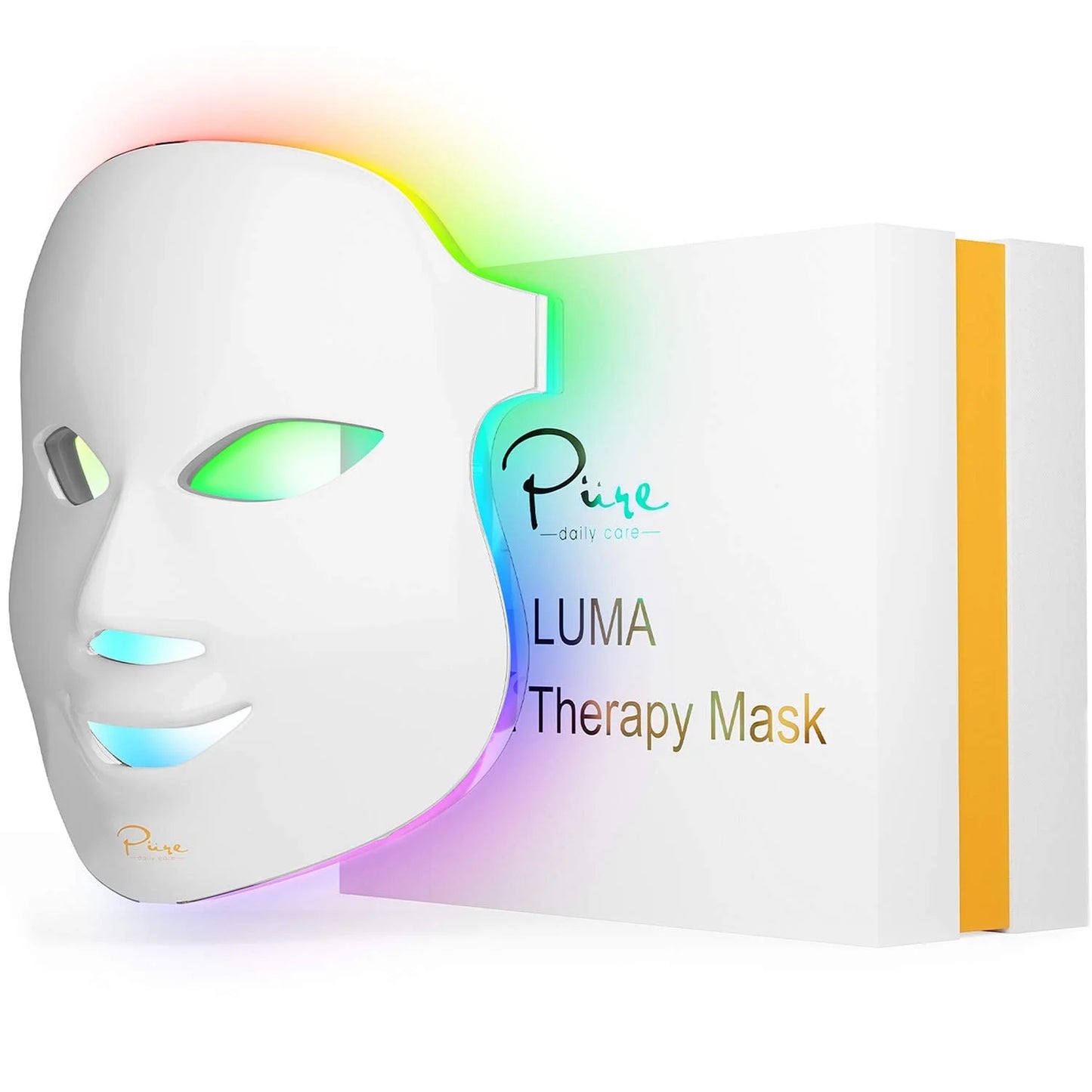 LED Light Therapy Luma Mask, 7 Advanced Lights Therapy, Timer, Remote Control, Anti-Aging, All Skin Types