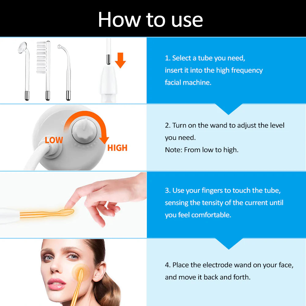 High Frequency Skin Therapy Wand 4 in 1