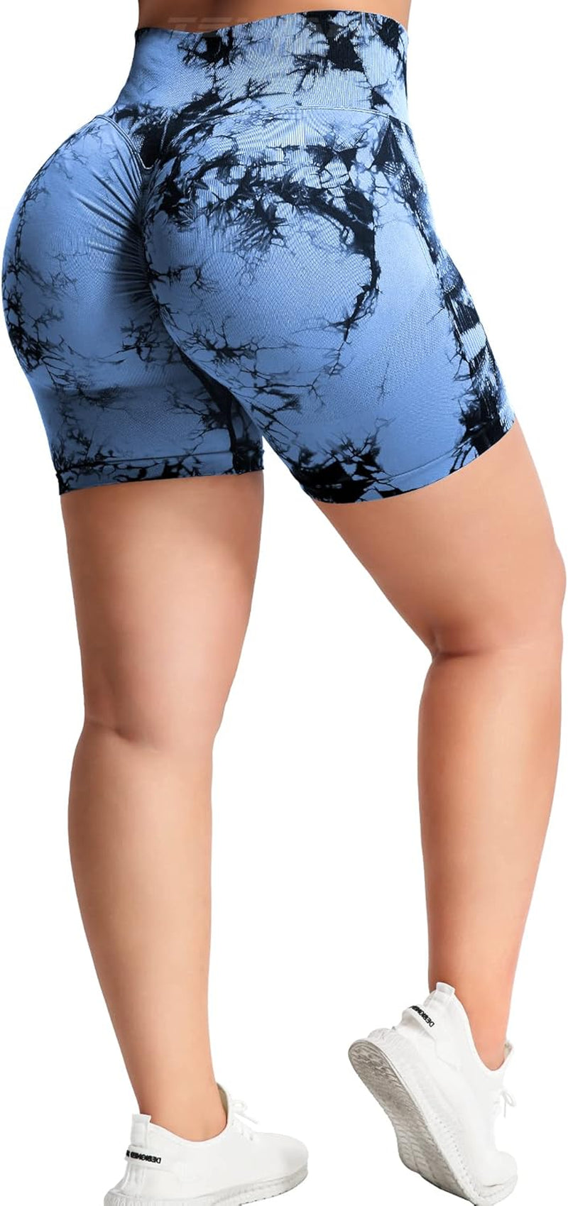 Women Workout Scrunch Shorts 5" Seamless High Waisted Booty Gym Shorts Tie Dye Butt Lifting Biker Gym Shorts