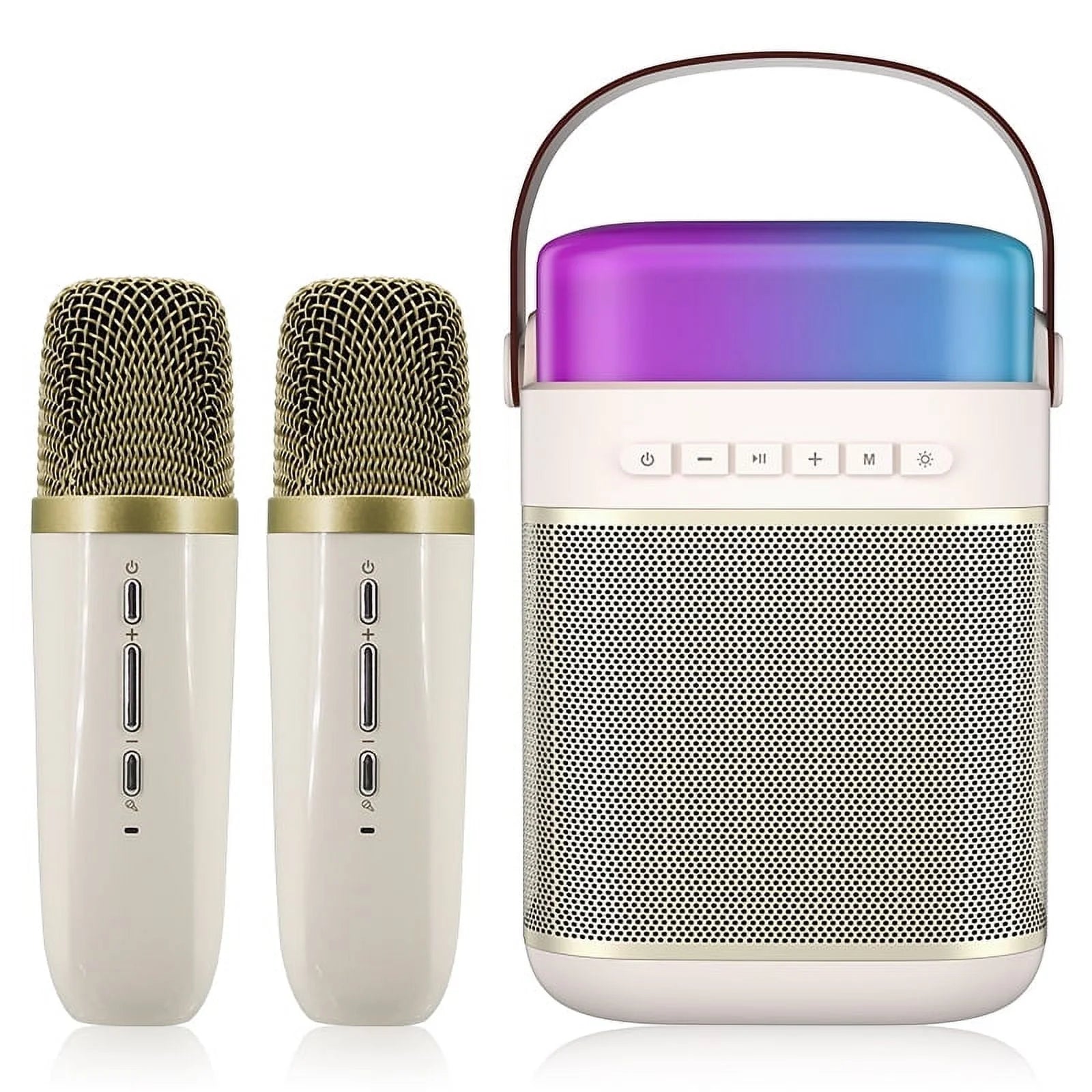 Portable Mini Bluetooth Karaoke Machine with 2 Wireless Mics for Teens - Ideal for Home Party