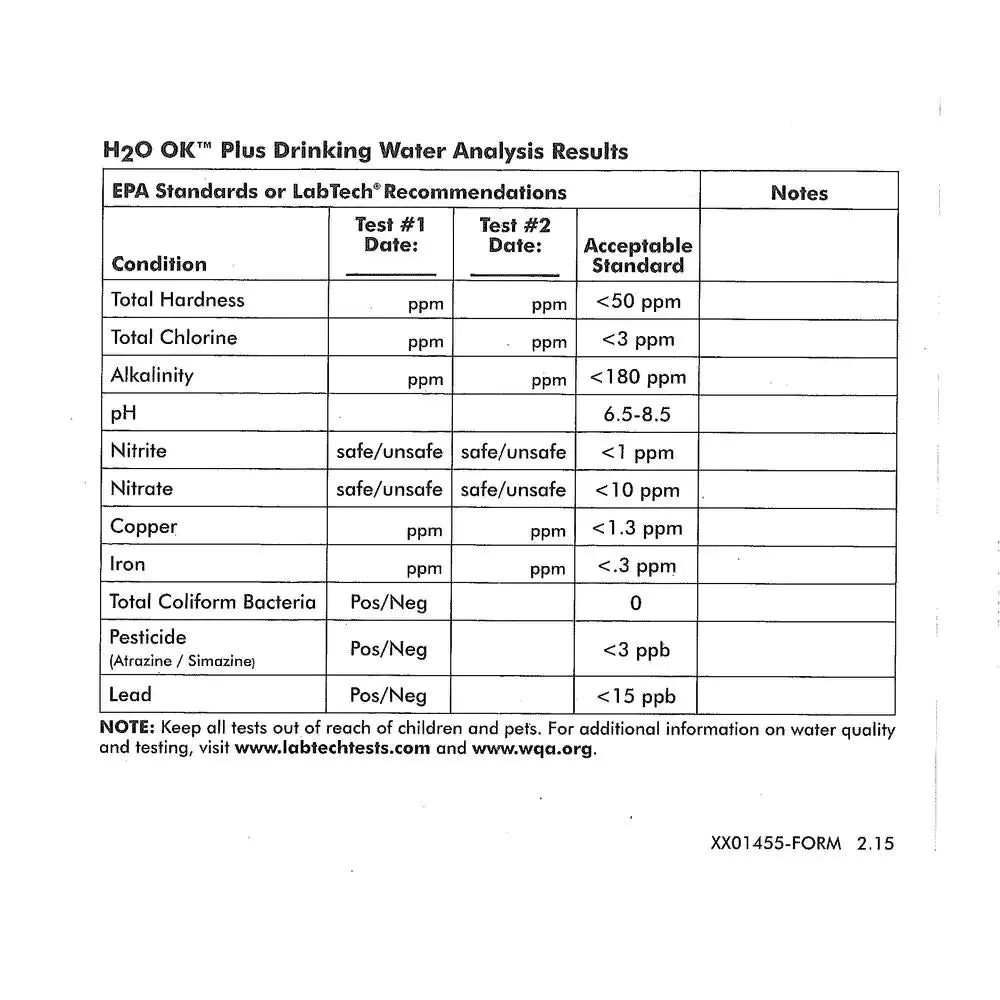 H2O OK Drinking Water Analysis Test Kit