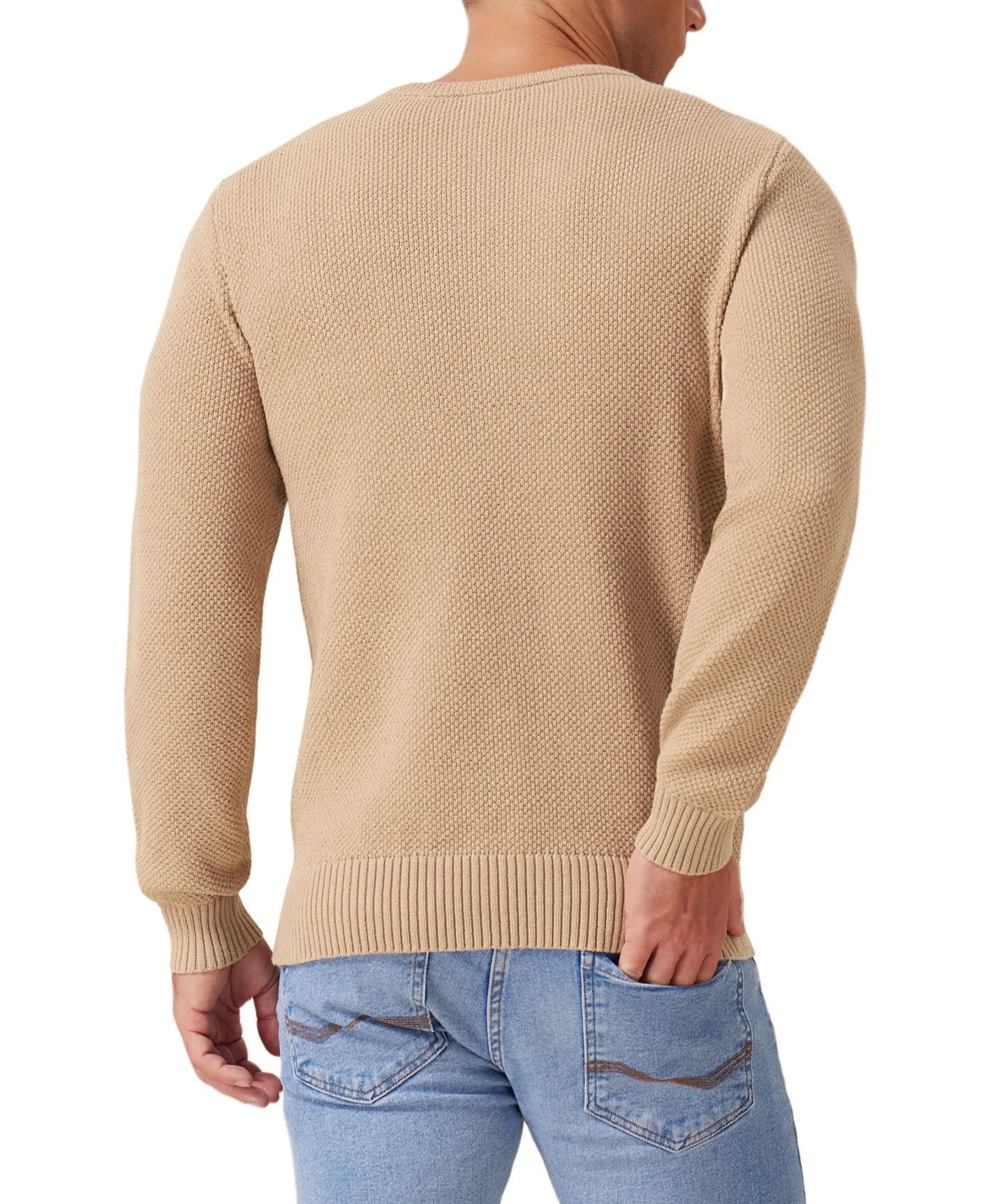 Mens Pullover Sweater Soft Lightweight Casual Classic Crewneck Knitwear Sweaters with Ribbing Edge Light Camel-Xxl