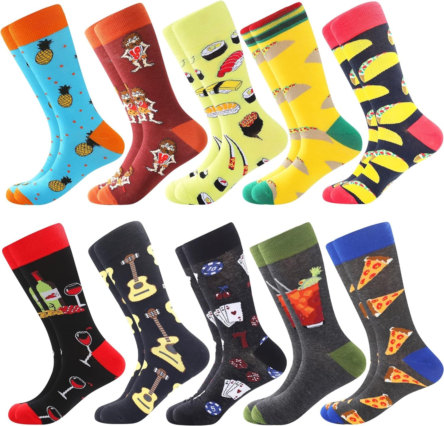 Mens Dress Socks Fun Funny Colorful Crazy Crew Dress Socks for Men 9-12